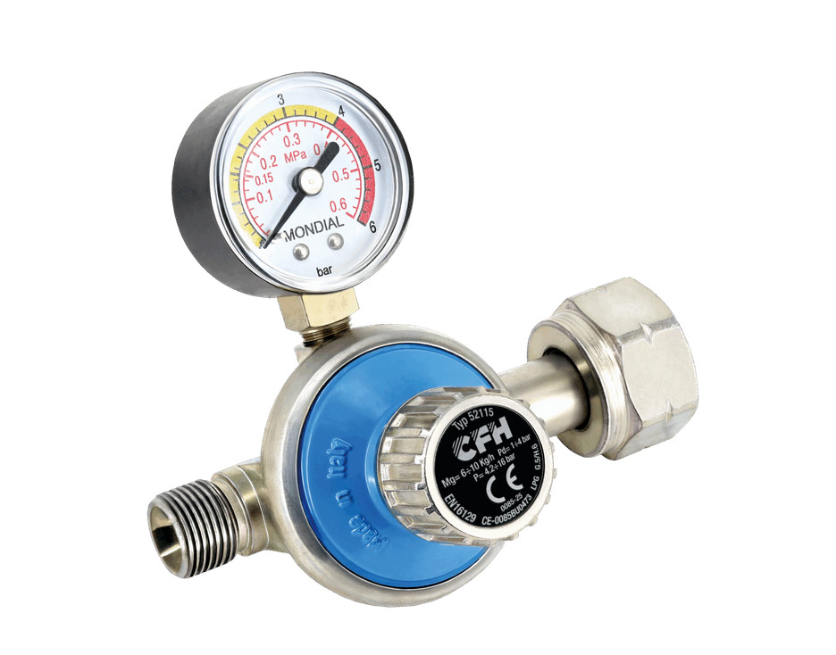 Gas pressure regulator 1–4 bar with pressure gauge DR 115